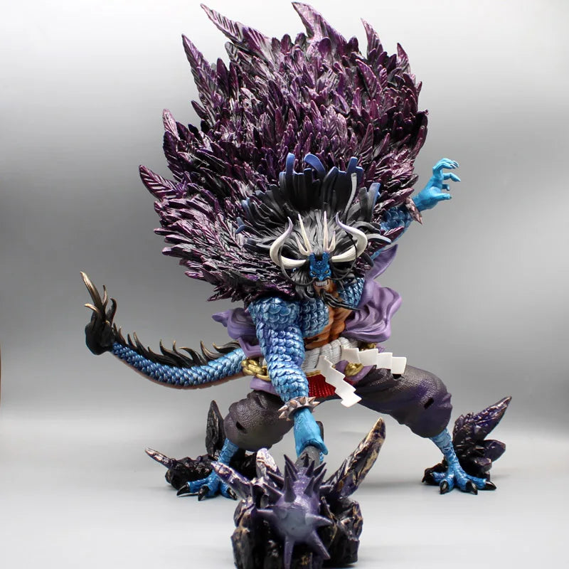48cm One Piece Kaido Anime Figures Man Beast Figure Thunder Bagua Peripheral PVC Figurine Statue Model Decoration Toys Gift