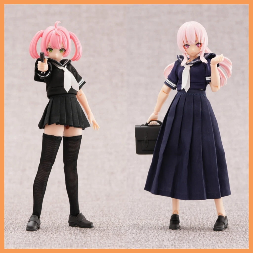 In Stock 1/12 Scale 99S Series Sweet Student Uniform Sailor Collar Top Pleated Skirt Set For 6inchs Azone Action Figure Body