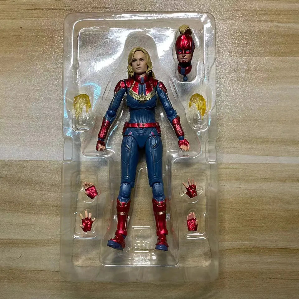 15cm Marvel Super-Heroes Anime Figure Series Captain Marvel SHF Action Figure Statue Pvc Model Dolls Collect Ornaments Gift Toys
