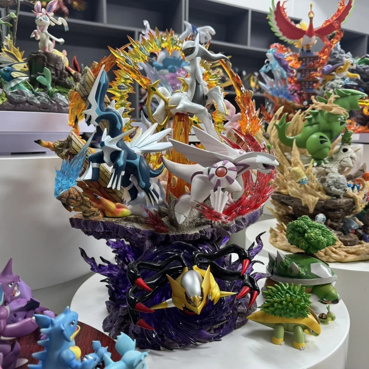 New 37cm Arceus Dialga Anime Figures Four Divine Beasts Figurine Palkia PPAP PKM Giratina Pvc Stutue Collection Model Toys Gifts