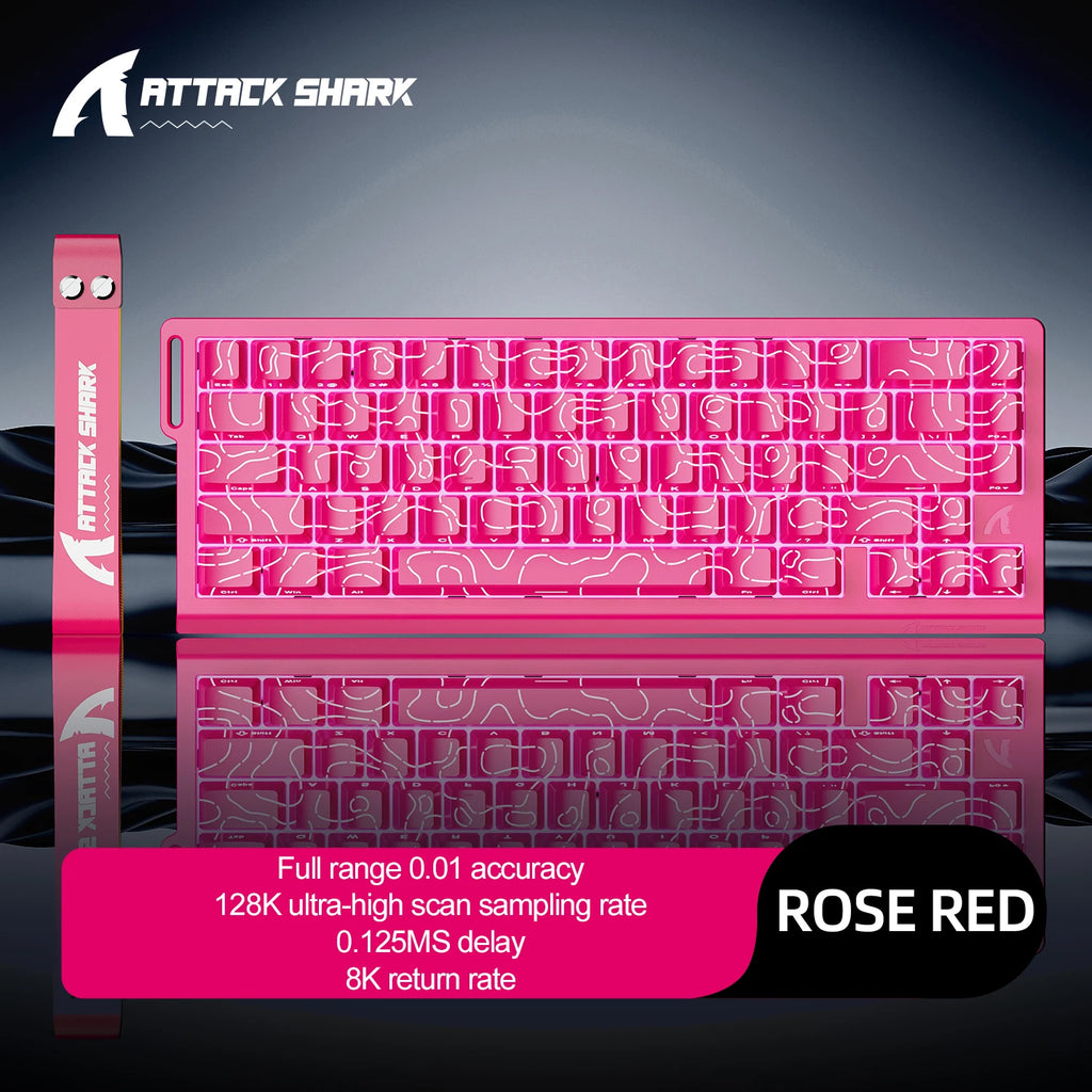 ATTACK SHARK X68HE Magnetic Keyboard Red Wired Mechanical for Pro Gaming 0.01mm Rapid Trigg 8000Hz SOCD/Rs 0.125ms 128K Rate