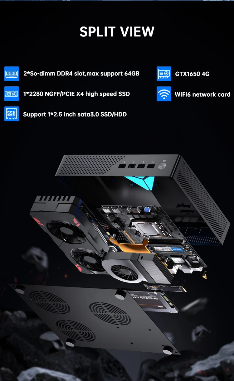 Gaming Mini PC GTX1650 4GB Video Card Mini PC Intel core I9-9900T Windows 11 Desktops Mini PC Gaming Computer DDR4 linux Wifi 6