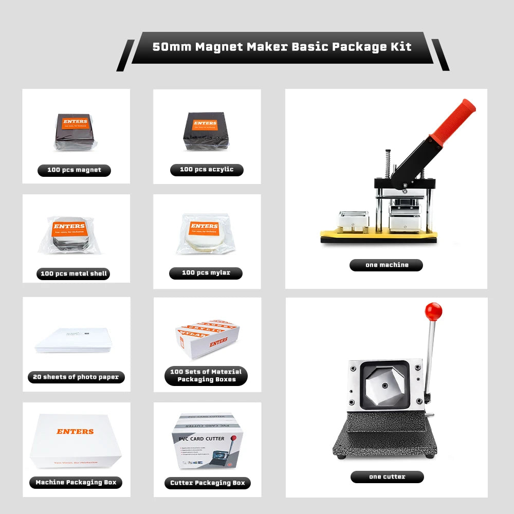 2x2" (Maschine + Cutter + 100 Magnete) oder (1000 Magnete Material) Custom Photo Kit Kühlschrank Magnet Button Maker Maschine Kühlschrank