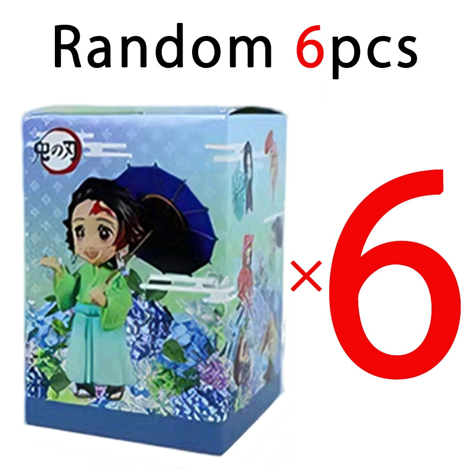 In stock 12cm kawaii  Demon Slayer Plum Rain Series with Box Handmade Model no Yaiba Kamado Nezuko Action Figure Ornament Gift