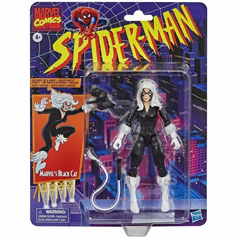 HASBRO Original Marvel Legends Spider-Man Retro packaging MARVEL'S BLACK CAT Anime Figure Model Toys Model Gifts for Boys 152MM