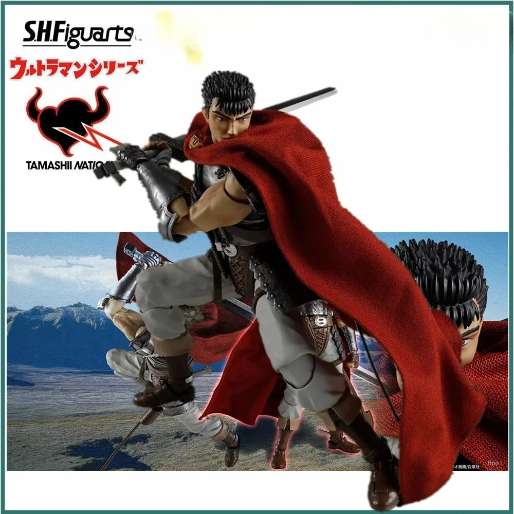 Original Bandai Anime Figure Berserk Guts S.H. Figuarts Action Figurine SHF Toys Model Collector Doll 16CM