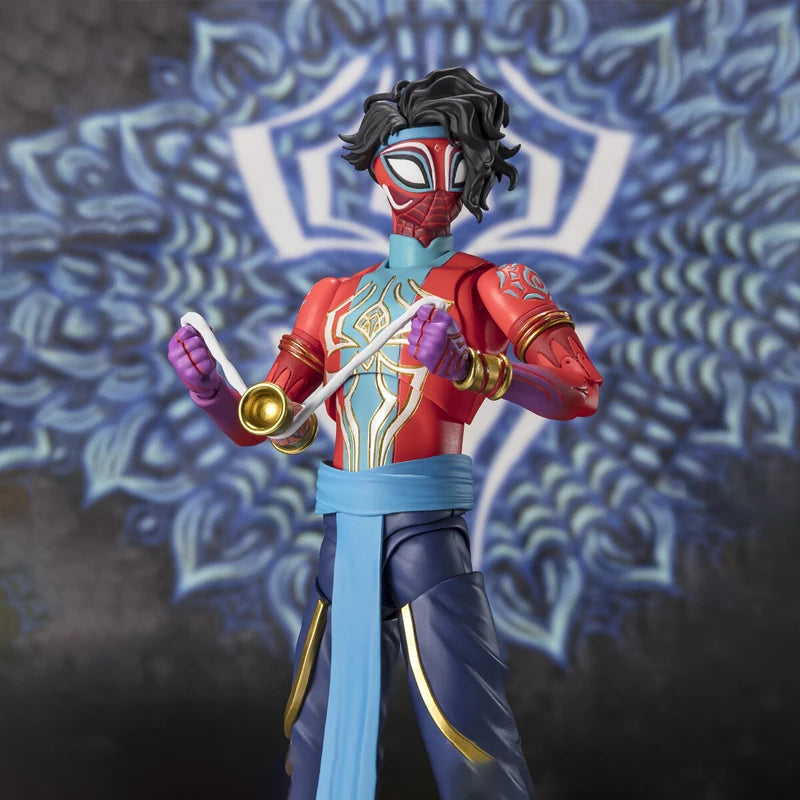 Bandai Original Genuine Figure Spider-Man：Across the Spider-Verse Model Kit SHF Spider Man India Action Figure Collection Model