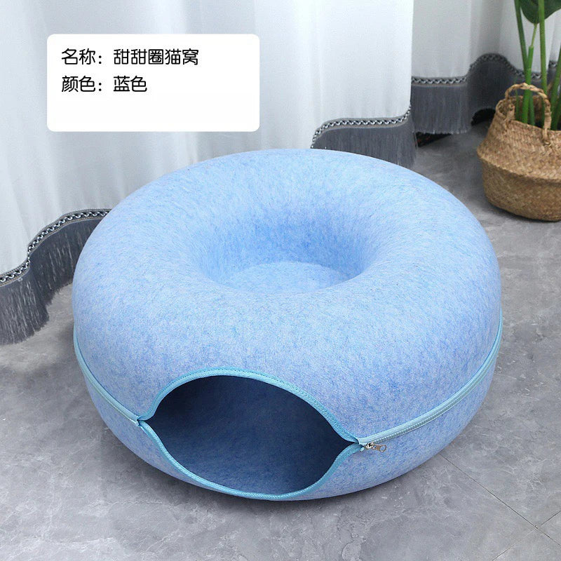 Donut Katzenbett Interaktiver Tunnel Haustier Filz Indoor Spielzeug Katzen Haus Kätzchen Trainingsspielzeug Katzenhütte Haustierbedarf