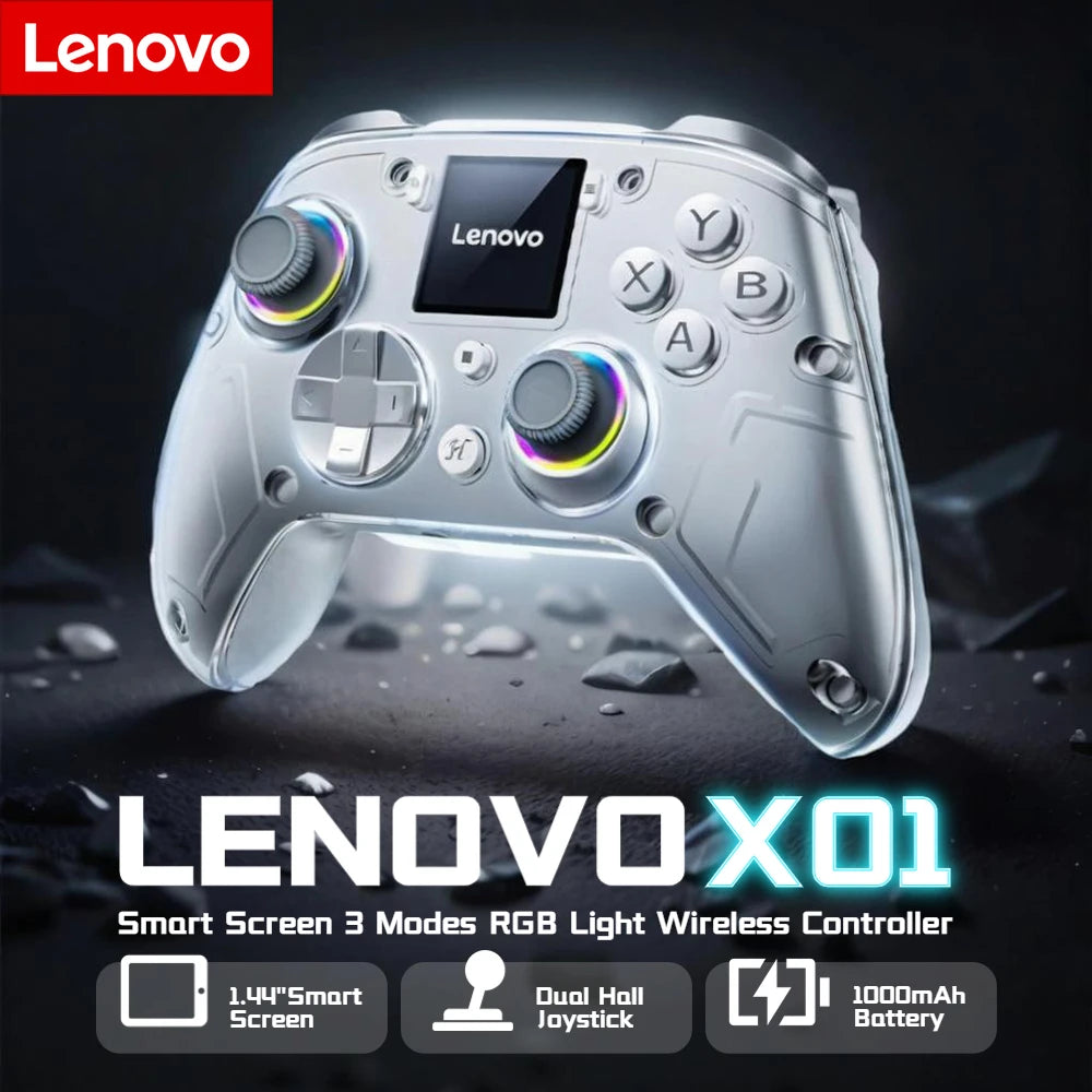 Lenovo X01 1,44 Zoll Smart Screen Wireless Controller 3 Modi für Switch PS4 IOS Android PC TV Programmierbares Gamepad mit Zurück-Taste