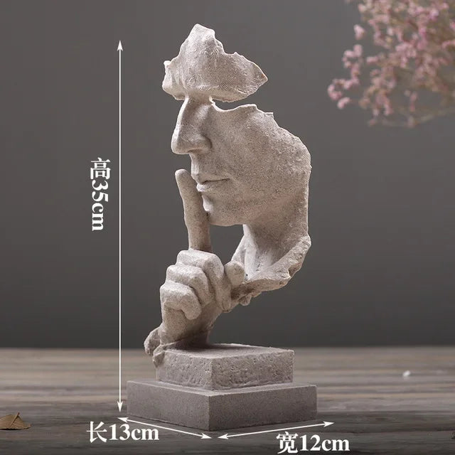 Bronze Silence Is Golden Statue Ornaments Abstract Figure Sculpture Resin Crafts Creative Interior Home Decor Modern Figurines