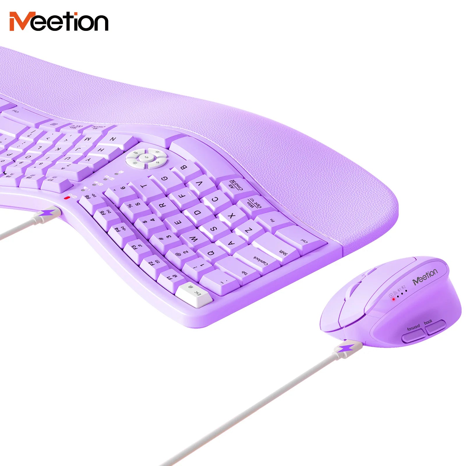 Hochwertige ergonomische Dual-Mode-Tastatur-Maus-Kombination | 2,4G+Bluetooth wiederaufladbar | Handballenauflage und Multimediatasten | 3 Farben