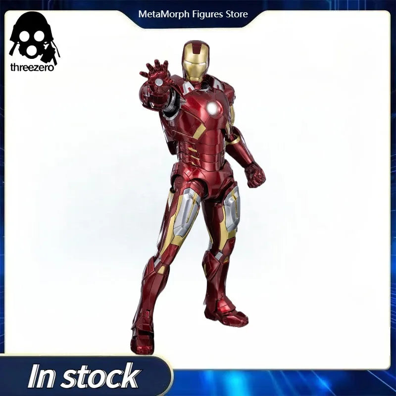 Original Threezero MARVEL THE INFINITY SAGA DLX Iron Man Mark 7 Anime Figure Model Toys Collection