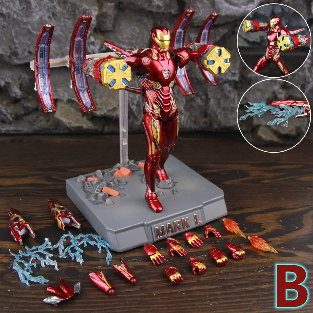 ZD Toys Deluxe Ironman Mark L 50 MK50 Nano Armor Weapons 7" Action Figure LED Light Platform Tony Stark Infinity War Model Doll