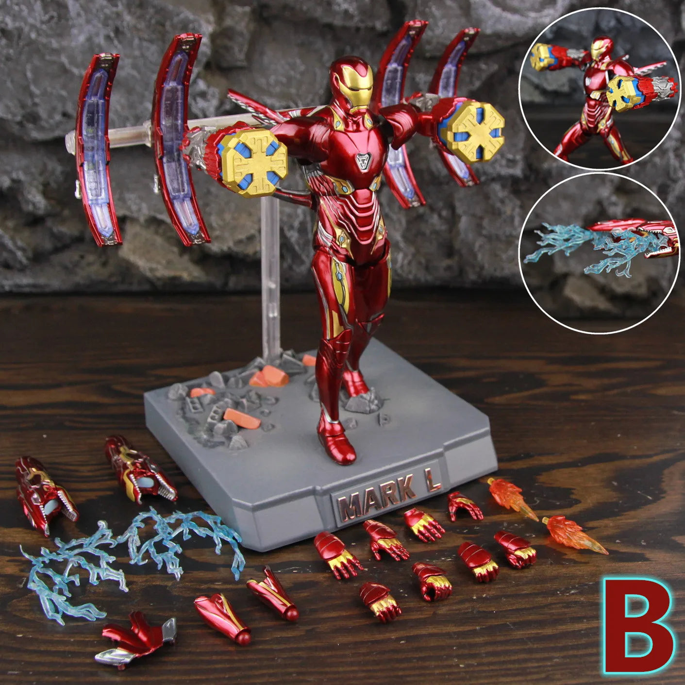ZD Toys Deluxe Ironman Mark L 50 MK50 Nano Armor Weapons 7" Action Figure LED Light Platform Tony Stark Infinity War Model Doll