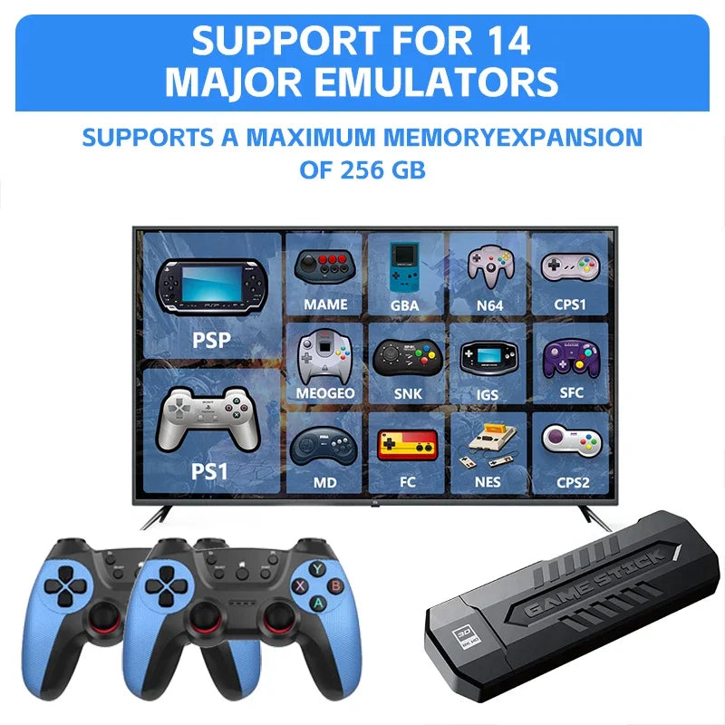 X2 Game Stick 256G 60000 Game 4K Retro Video Game Console 2.4G Wireless Controller TV 30 Emulator For PS1/GBA Gifts Dropshipping