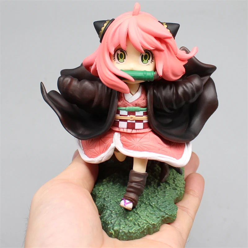 12cm Spy×Family Anya Forger Cos Kamado Nezuko Anime Action Figure Model Statue Collection Desktop Decoration Ornament Toys Gifts