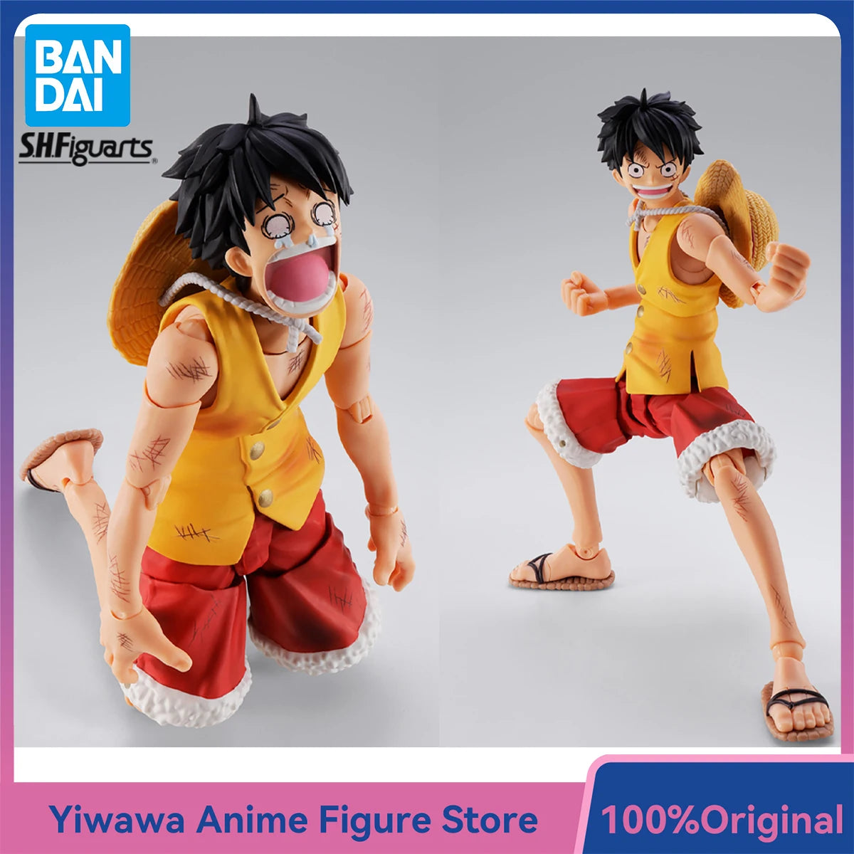 Original Bandai S.H.Figuarts Monkey.D.Luffy Marineford Anime Figure 1/12 Action Doll Ornament Collectible Model Toy
