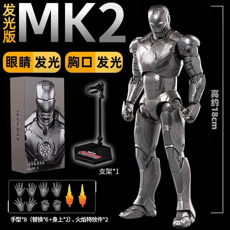 Marvel War Machine MK1 to MK43 movable model luminous Iron Man Hulkbuster armor Whiplash Titanium King New Year Birthday gift