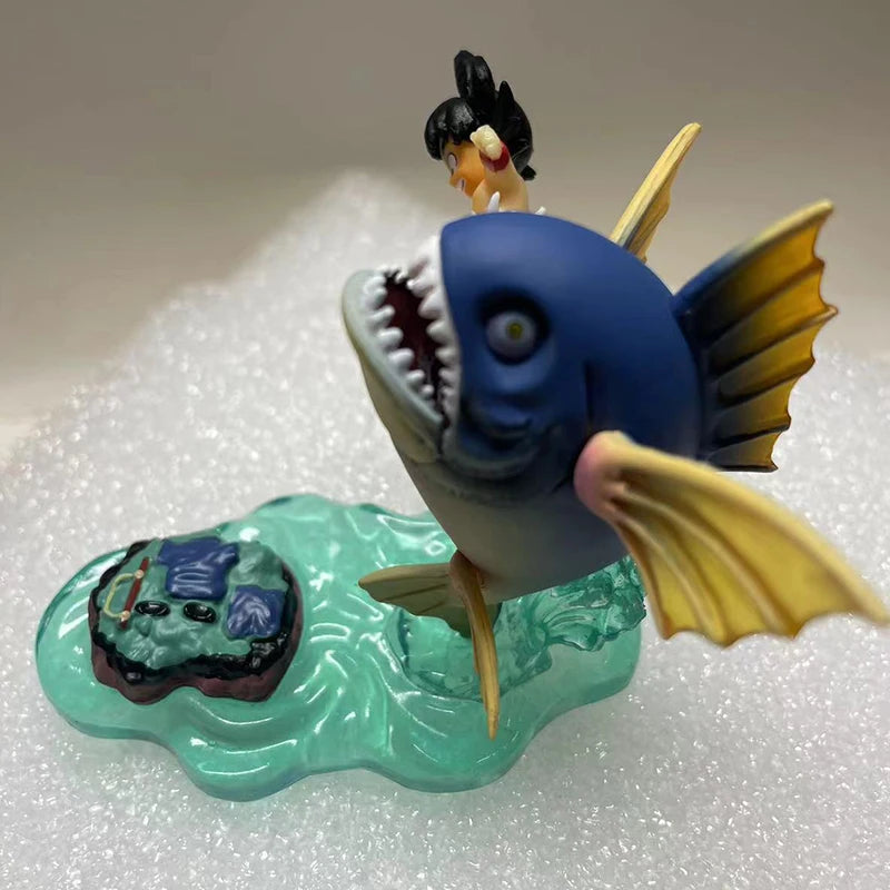 6,5 cm Anime Dragon Ball Kinder Goku Figur Son Goku Kick Fish PVC Statue Actionfiguren Sammlermodell Spielzeug Geschenke