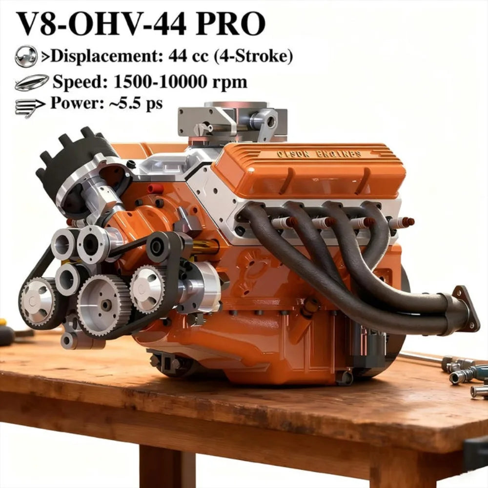 CISON V8 Engine 44CC 1/6 Scale Small Block Water Cooled Four Stroke Eight Cylinder Internal Combustion V8 Engine Model Kit