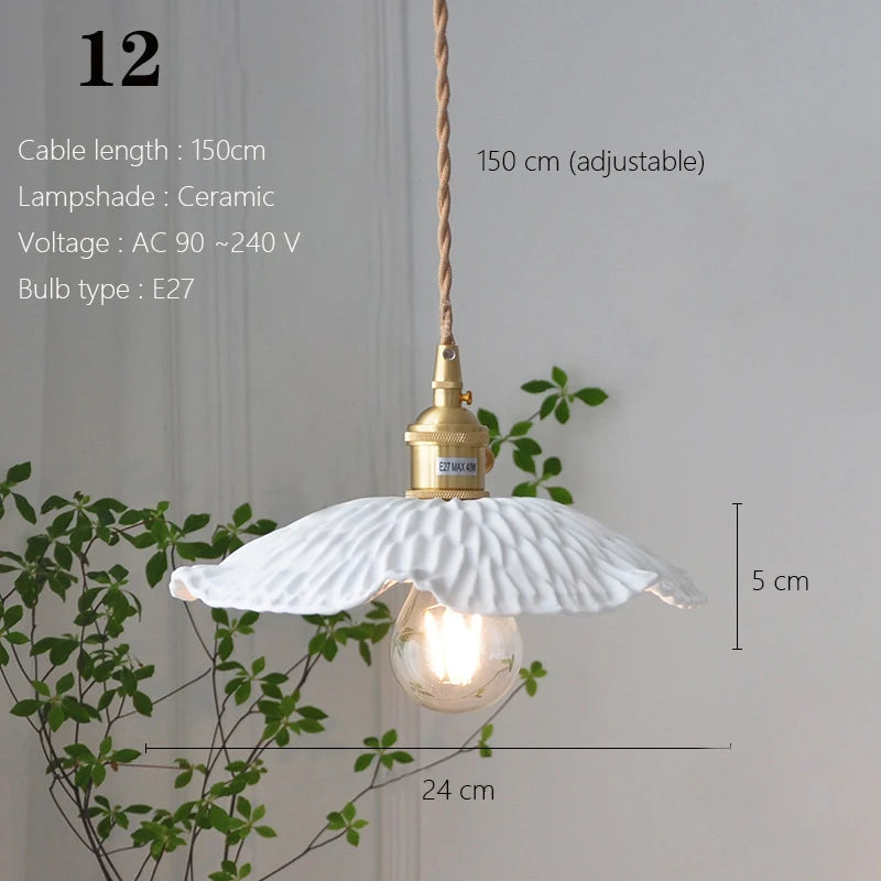 Japanese Ceramic Pendant Lights Scandinavian Light Luxury Pendant Lamp for Living Room Bedroom Dinning Room Kitchen Island