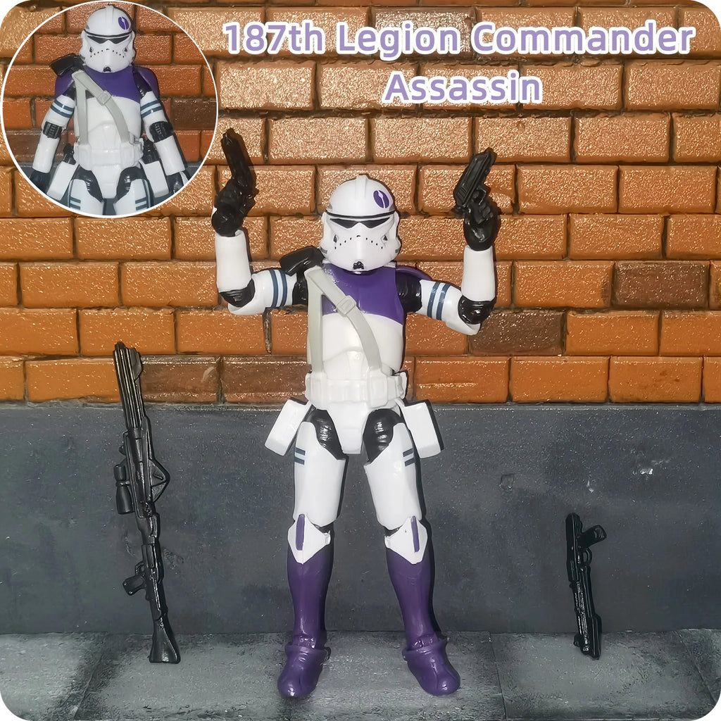 Star Wars 3.75 Inch  Clone Trooper 1/18 187th Legion  Shock Coruscant Guard Action Figure Windu Fox  Toys Model Loose