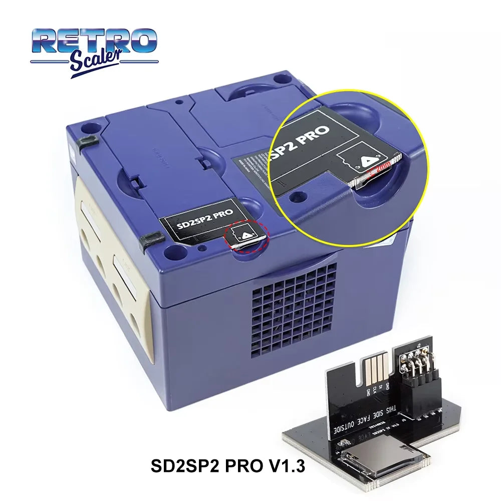 RetroScaler V1.3 NGC SD2SP2 POR MicroSD Card Reader Adapter For Gamecube NTSC Serial Port 2- Gold HQ ENIG Surface