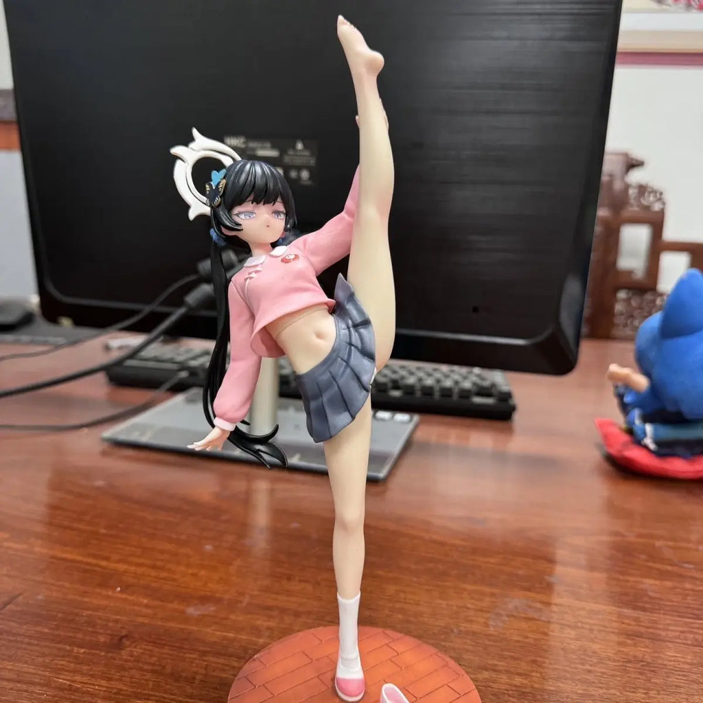 Himari Blue Archive Figure - Data Stream Effect Blue School Uniform Lift your leg 21cm Sexy Movable PVC Collectible Statue Toy