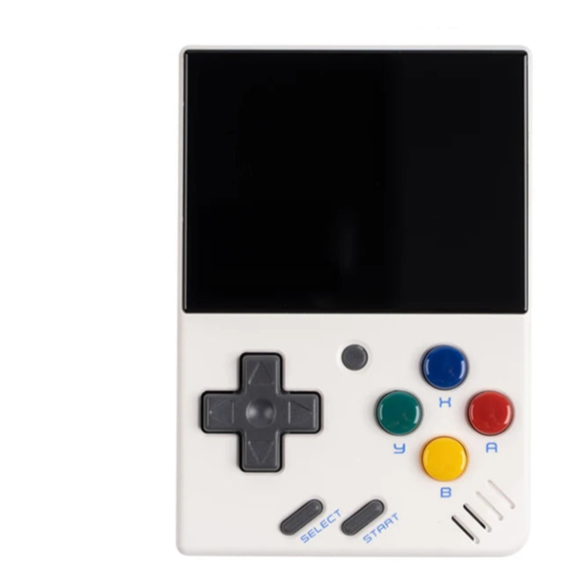 MIYOO-mini Portable Retro Game Console with features listed on a white background