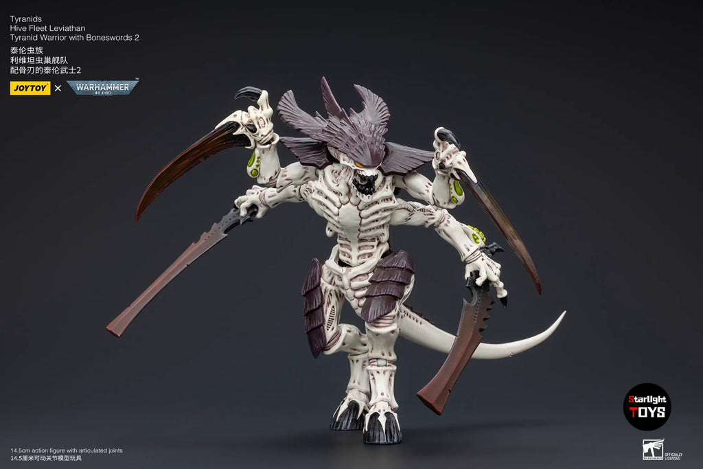 JOYTOY 1/18 Action Figure Warhammer 40K Tyranids Hive Fleet Leviathan Tyranid Warrior with Boneswords 2 Toys Model Gifts