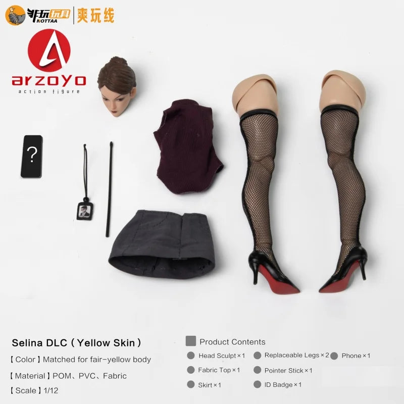 Notaman DLC 1/12 Scale Selina Xiaofang Head Legs Cosplay Clothes Accessory Set Model Fit 6'' NT-04 Soldier Action Figure Body