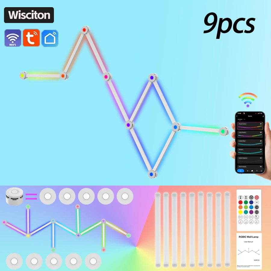 Smart Wall Lamps RGB WIFI LED Light Bar DIY Atmosphere Light Starry Sky Lamp App Music Rhythm TV Backlight Bedroom Game Light
