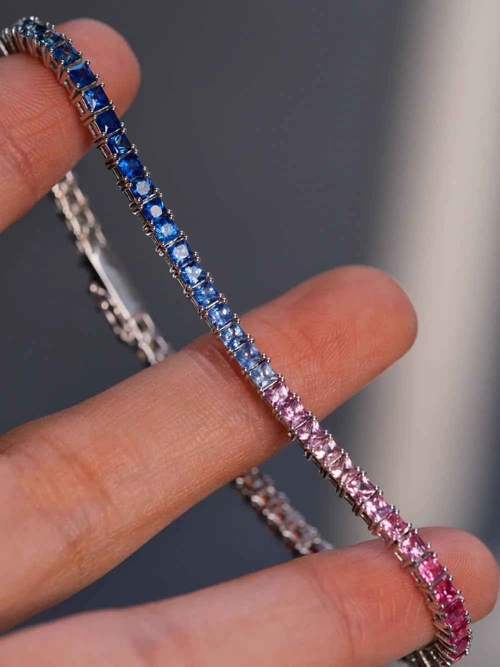 Shelly Romantische Echt 18K Solide Gelb Weiß Gold AU750 Schmuck Natürliche Farben Regenbogen Saphire Armbänder für Frauen Party Geschenk