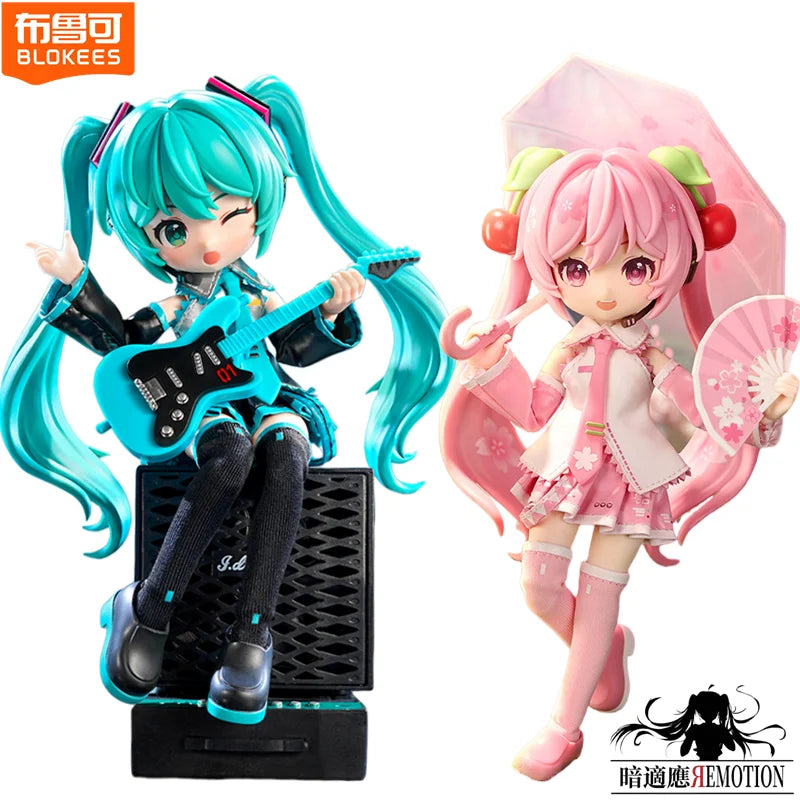 Q Version Blokees Hatsune Miku Sakura Miku Action Figure Joint Mobility Anime Assembly Figurine Toys Doll Collection Modle Gifts