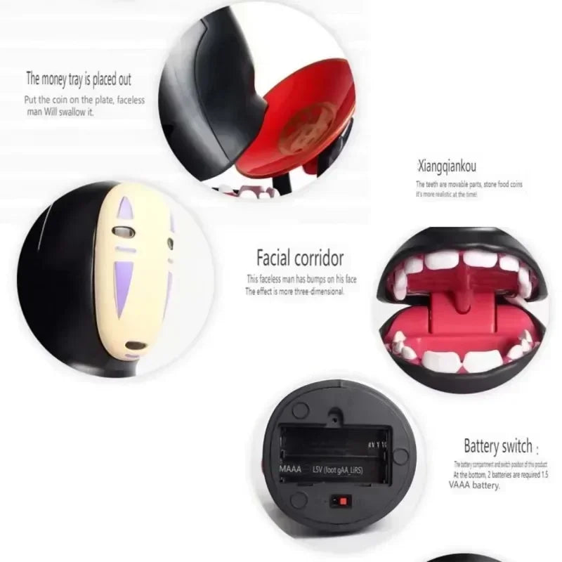 Creative Coin Saving Jar Anime Figure Ornament Faceless Man Saving Pot Spirited Away Electric Collectible Model Decor Cute Gift