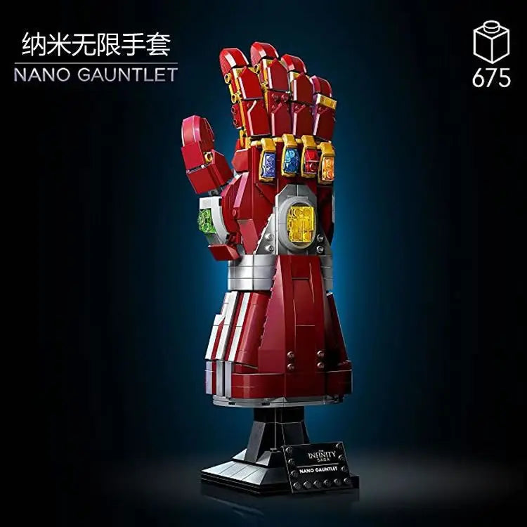 32cm Iron Man Series Thanos Infinity Gloves Marvel Figure Toys Nano Gauntlet Plastic Iron Man Diy Puzzle Model Ornaments Gifts
