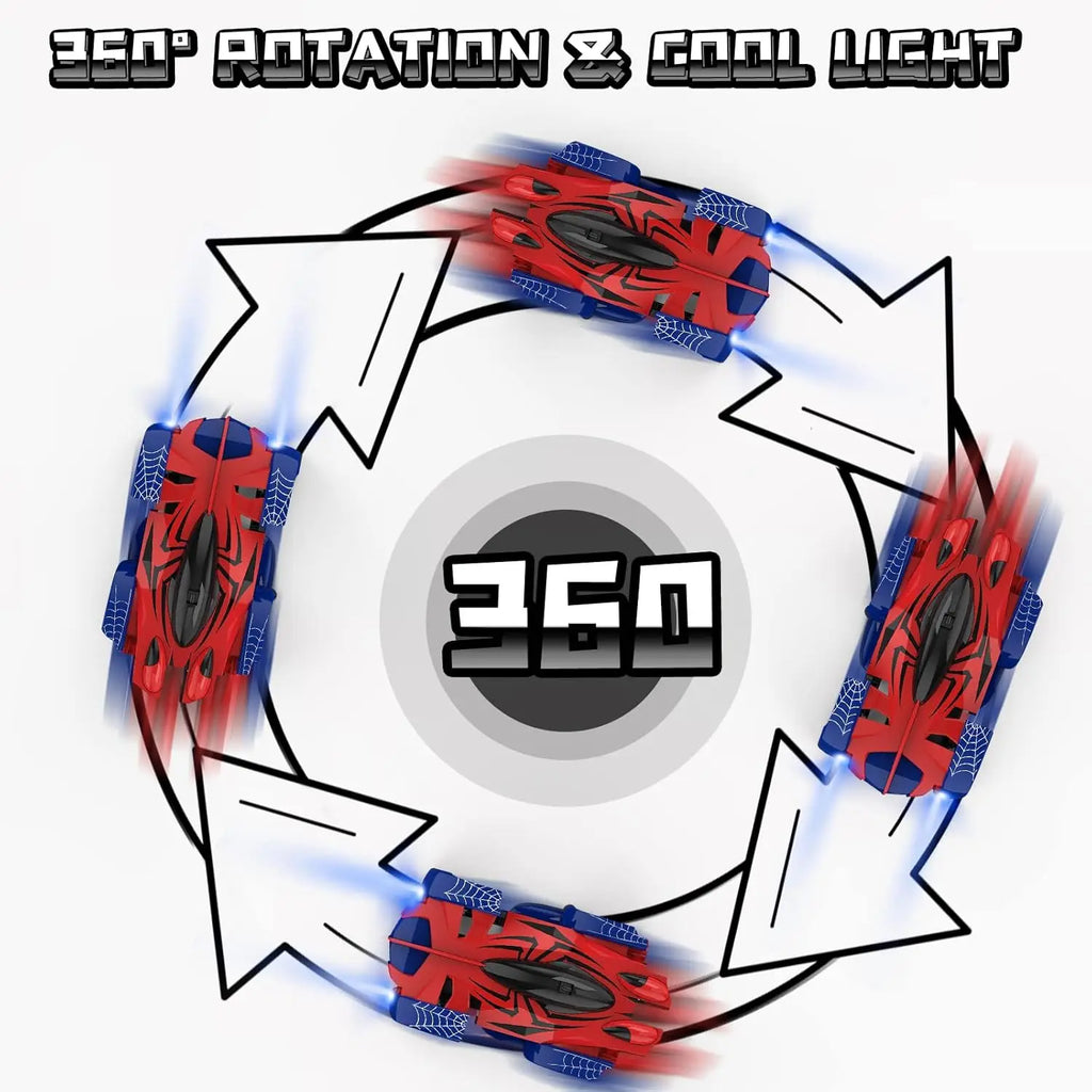 Wall Climbing Remote Control Car, 360° Rotating RC Stunt Car with Headlight, Rechargeable RC Car Toys for Kids