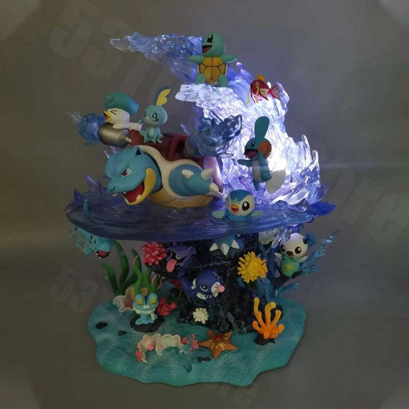 33cm Anime Pokemeon Charizard Family Figure Bucket Ocean Blastoise Valley Collectible Action Model Holiday Gifts Children Toys