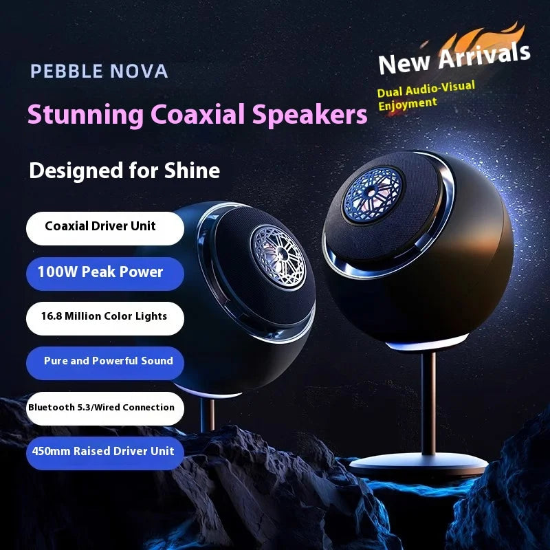 2025 New Creative Pebble Nova Bluetooth 5.3 Speaker Computer Hifi Speaker Home Theater Coaxial Drive Pure and Vibrant Sound
