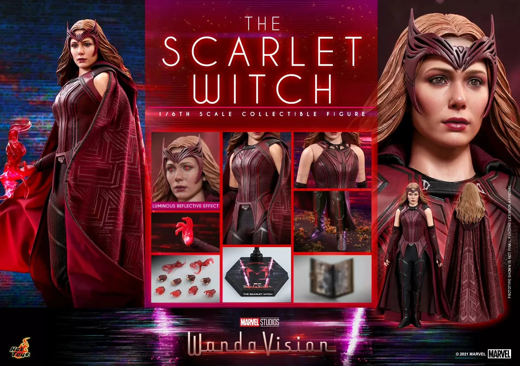 【MT】Hot Toys TMS036 Marvel "WandaVision" Scarlet Witch 1:6 Scale Collectible Doll 28cm Movie Character Model Toy Gift Collection