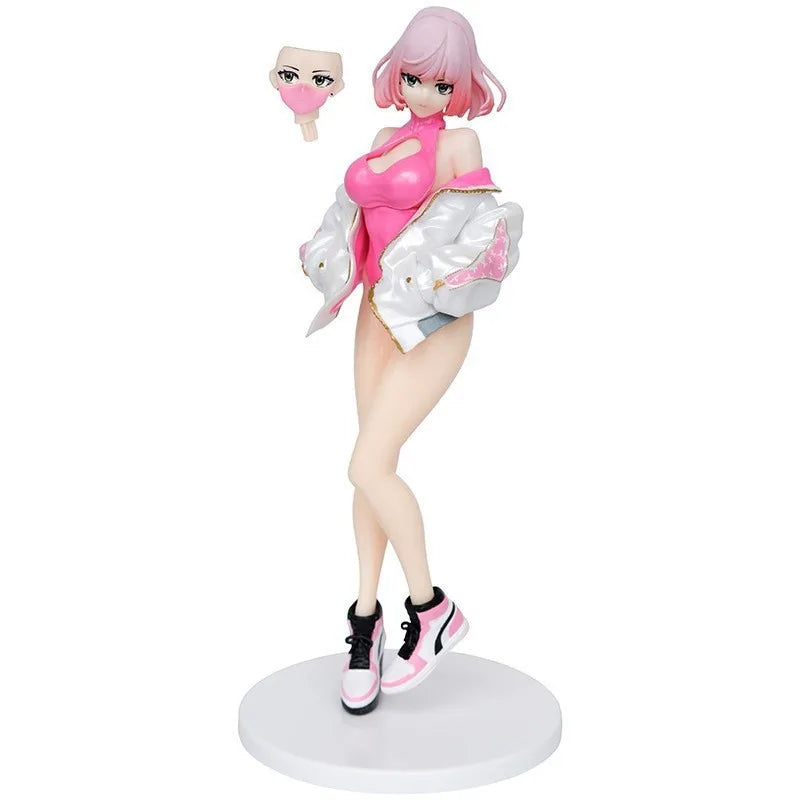 In Stock 22.Cm Luna Illustration By YD Anime Figure Sexy Black Pink Mask Girl Action Figure Pvc Collectible Model Doll Toys