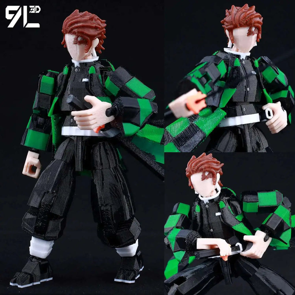 9L 3D-gedruckter Tanjiro Kamado Demon Slayer Lucky T13 Dummy 13 bewegliche Shapeshift-Actionfiguren Schaufensterpuppenspielzeug für Anime-Fans