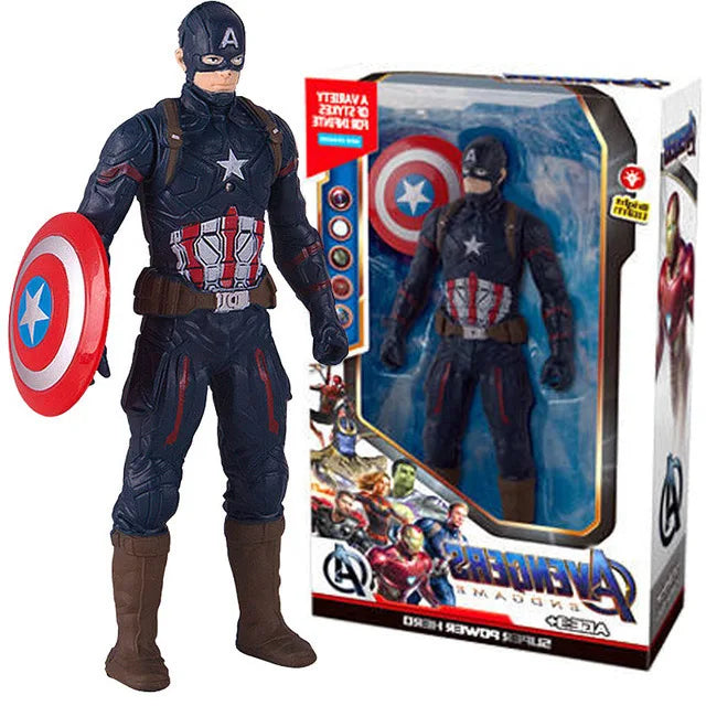 Avengers Spiderman Iron Man Hulk Captain America Collectible Superhero Action Figure Toy Luminous Hand Movable Kids Charm Gifts