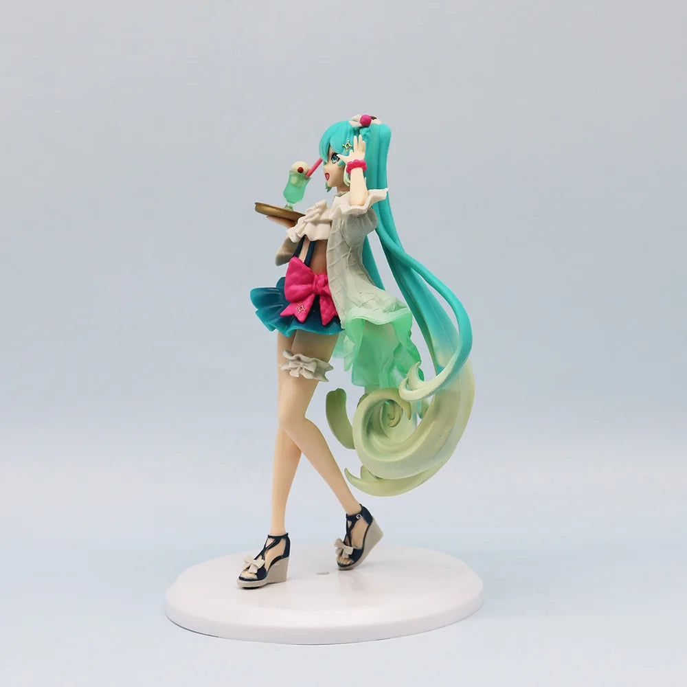 18CM Anime Hatsune Miku Figure Sweet Sweets Melon Soda Float Standing Figure Cute Toy Gift Collection Aciton Figure PVC Doll