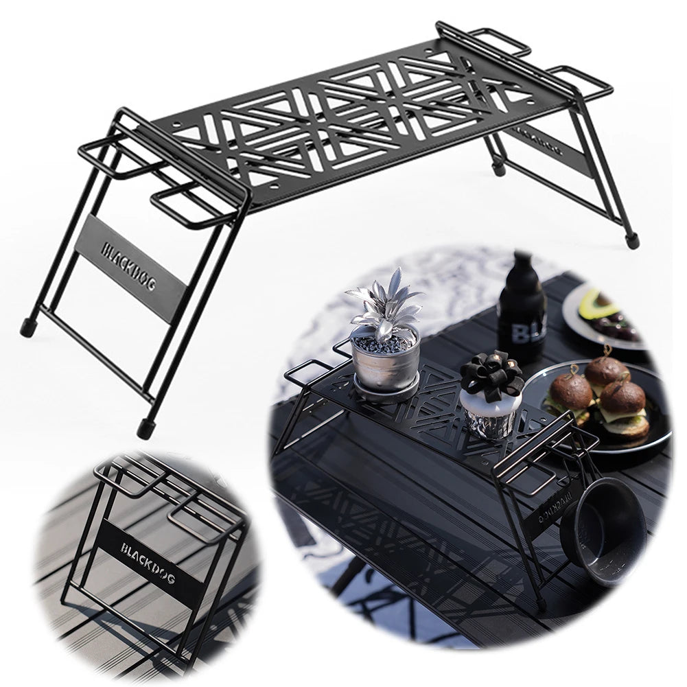 BLACKDOG Camping Iron Storage Shelf Barbecue Picnic Accessory Shelf Multi-Function Metal Desktop Rack Trapezoidal Hanging Rack