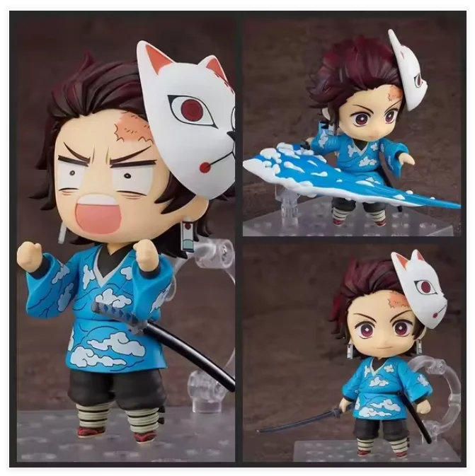 Anime Demon Slayer Nezuko Q Version Change Face Joint Mobility Pvc Action Figure Clay Man Desk Decor Collectible Toy Gift Boxed