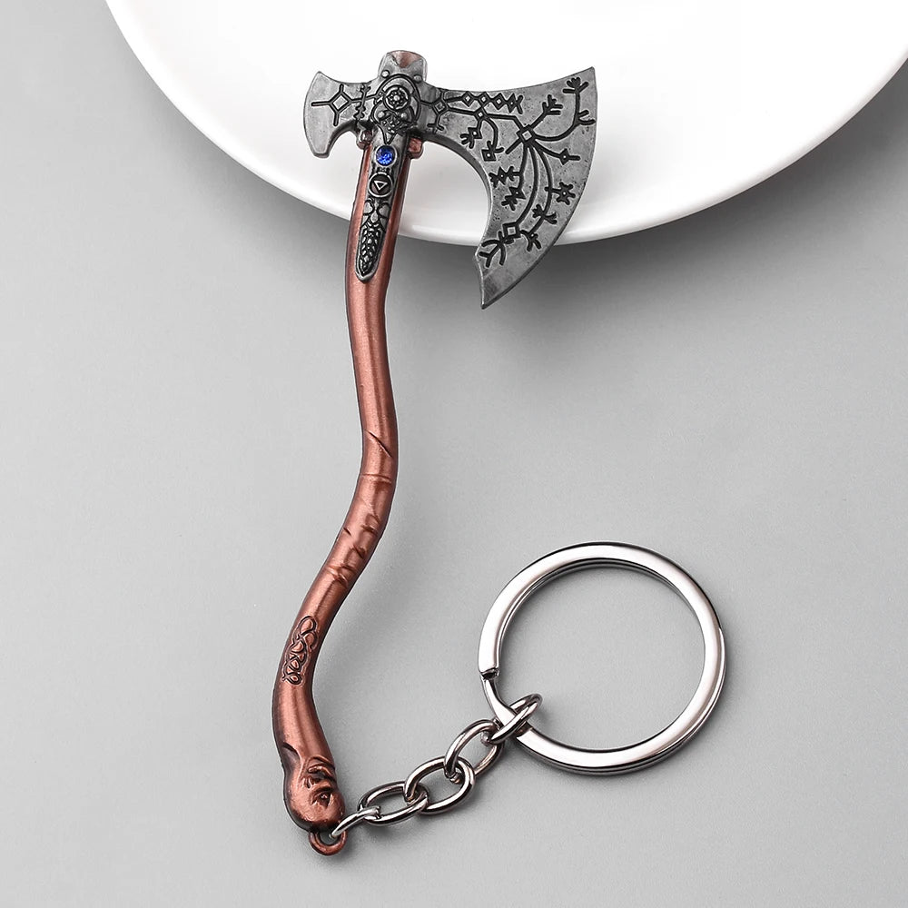 God of War Kratos Axe Key Chain Guardian Shield Sword Pendant Keychain for Women Men Fans Car Keyring