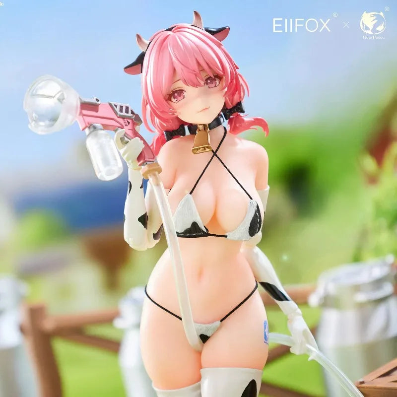 BearPanda × Eiifox Cow Pattern "MOMO" Mecha Girl 1/8 Scale Rubber-coated Articulated Figure, Gift Toy for Collection