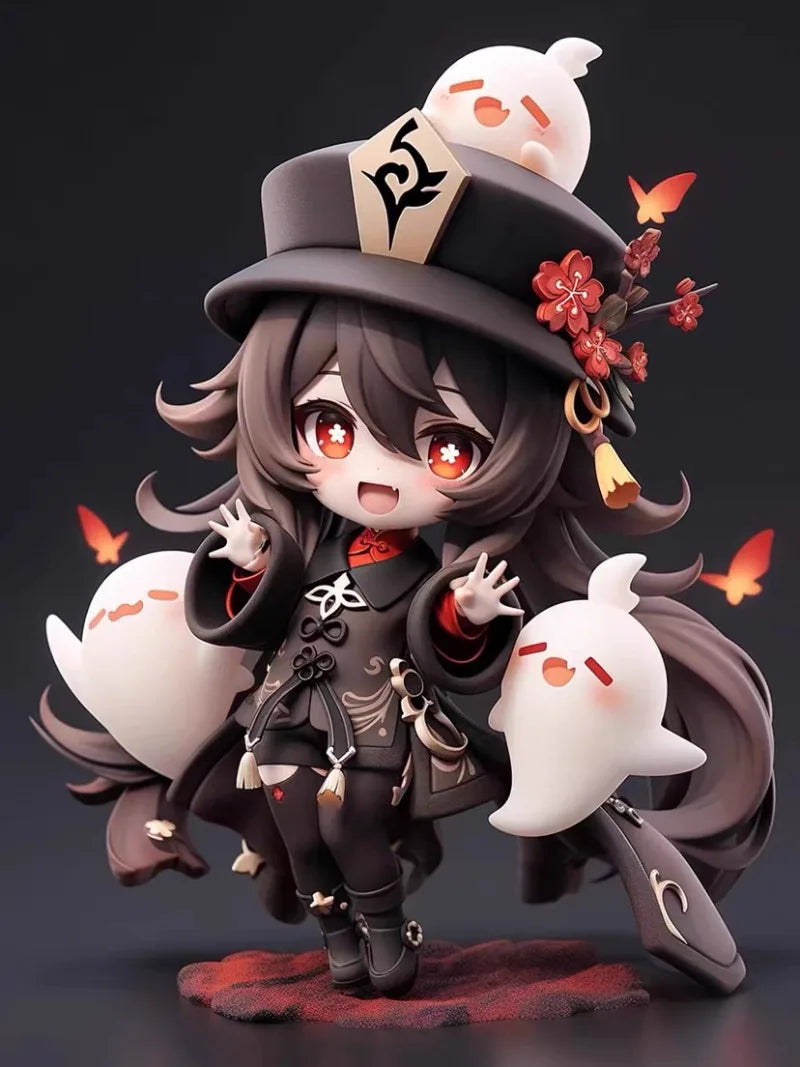 13-17CM Kamisato Ayaka Hu Tao Anime GACHA Q-version Action Figure  Ornament Holiday Gifts Ornament Action Figure Model Toys