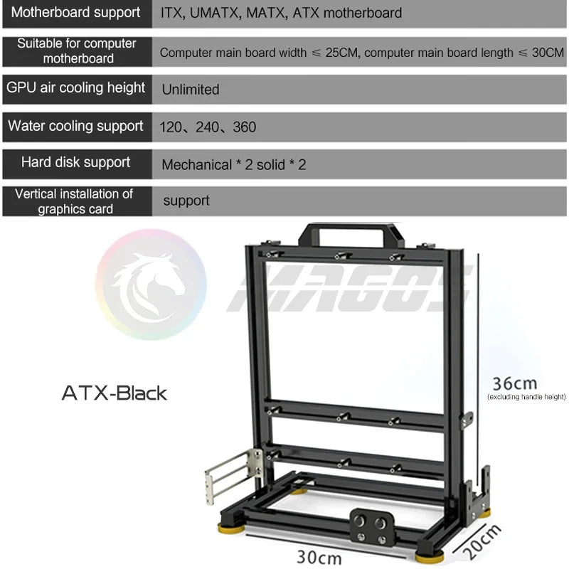 DIY Gamer Schrank MOD ITX MATX PC Fall Open Frame Aluminium Kreative ATX Turm Desktop Gaming Computer Chassis Rack